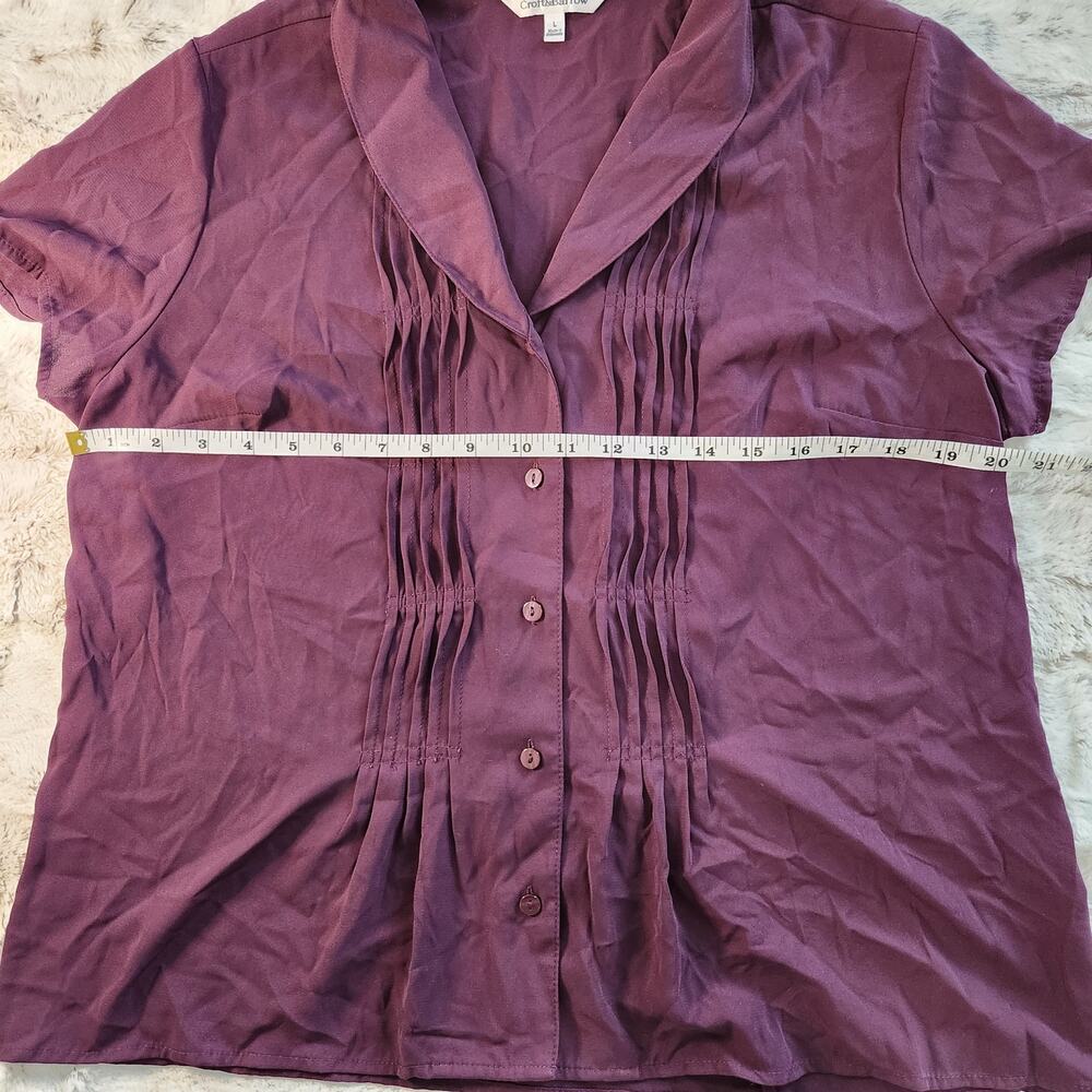 croft & barrow Plum Short-Sleeve Button Front Blouse - Picture 3 of 5